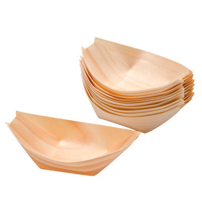 6 inch Disposable Wooden Sushi Serving Boat Plate For Food